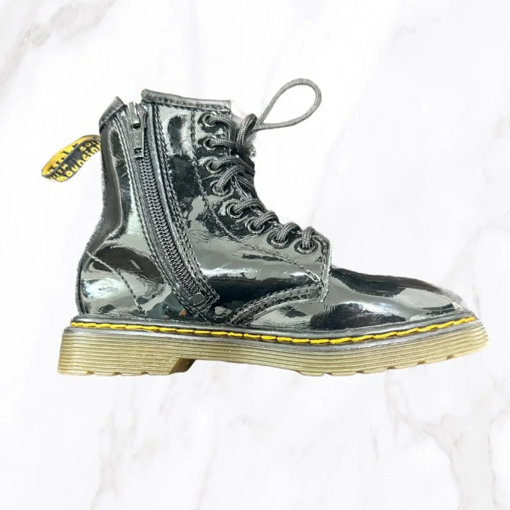 Dr. Martens Toddler Black Patent Leather Zip‎ Up Boots, Size 10